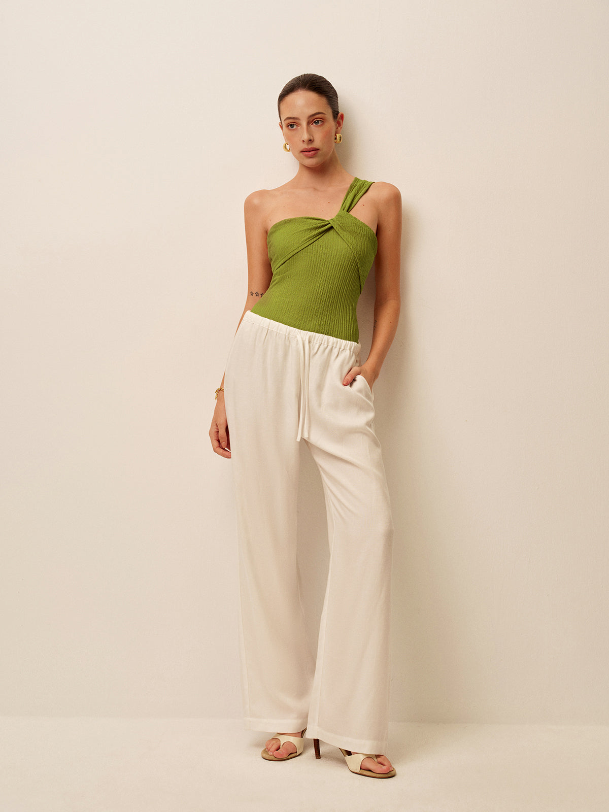 Verdant Elegance One-Shoulder Swimsuit