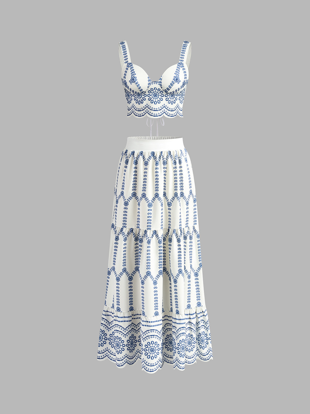 Santorini Breeze Embroidered Two-Piece Set