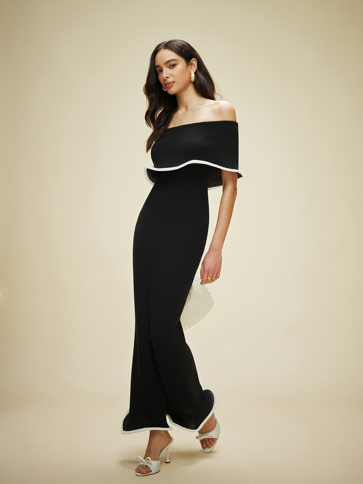 Vienna Off-Shoulder Contrast Trim Dress