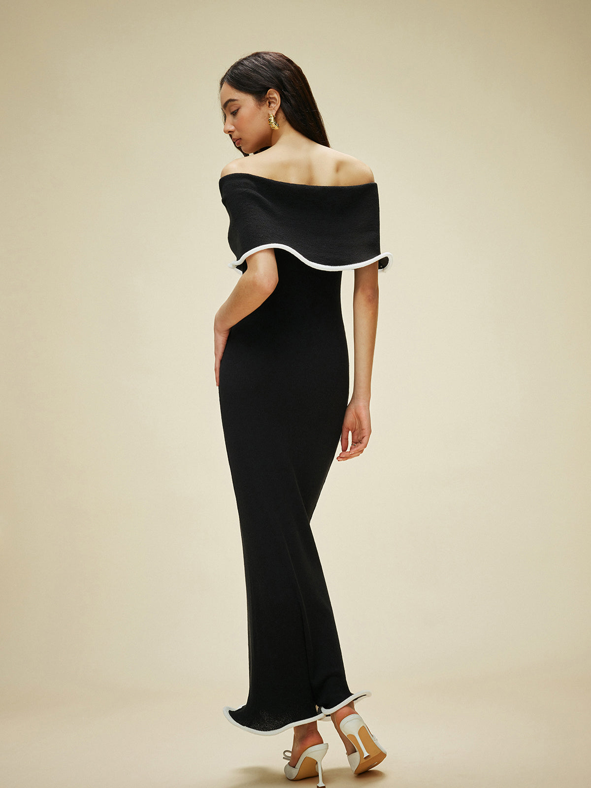 Vienna Off-Shoulder Contrast Trim Dress