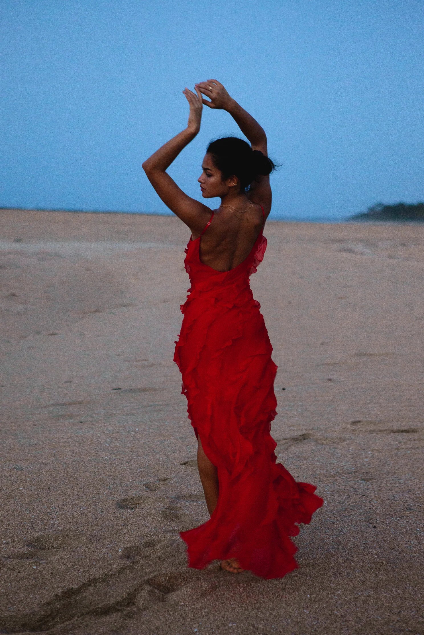Scarlet Cascade Maxi Dress