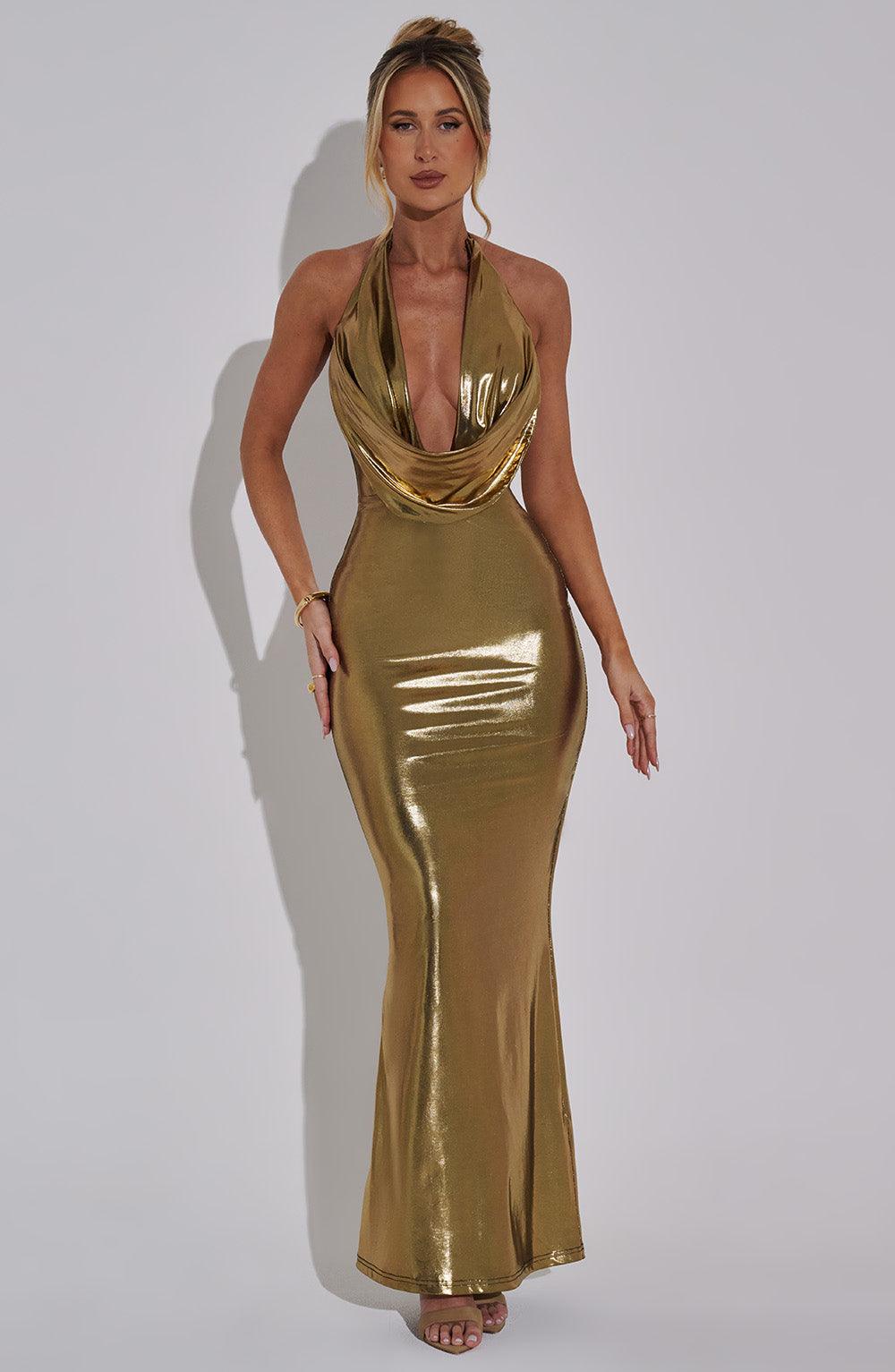 Aurora Gold Maxi Dress