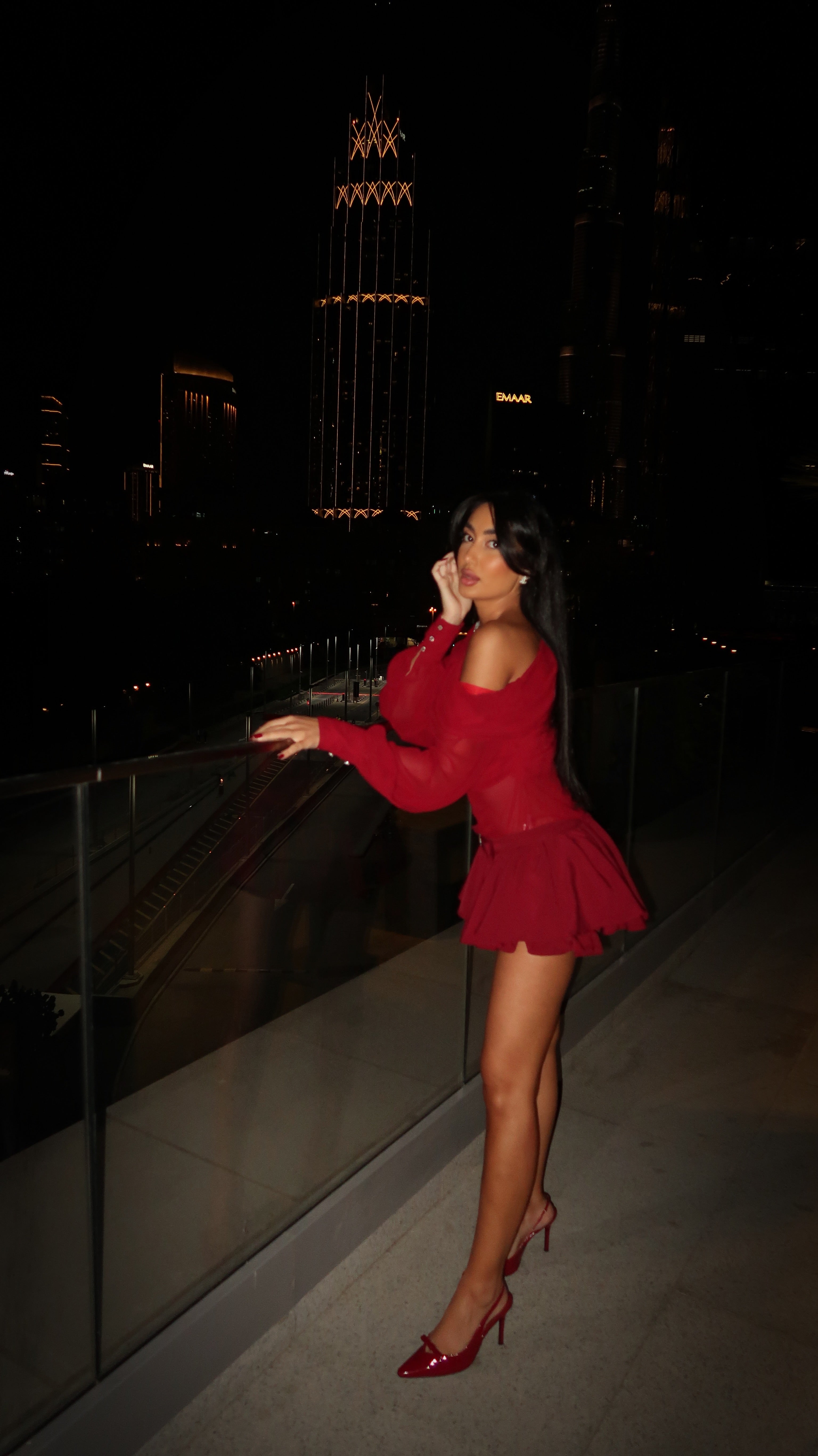 Crimson Hour Draped Mini Dress