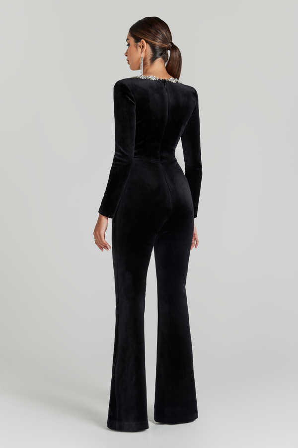 Nocturna Bloom Velvet Jumpsuit