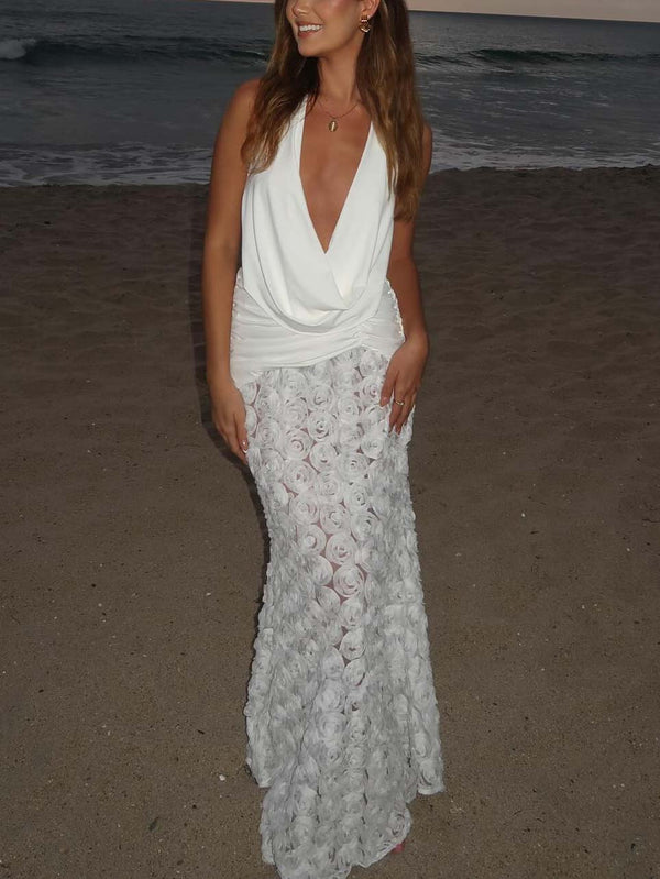 Ivory Eclipse Rosette Maxi Dress
