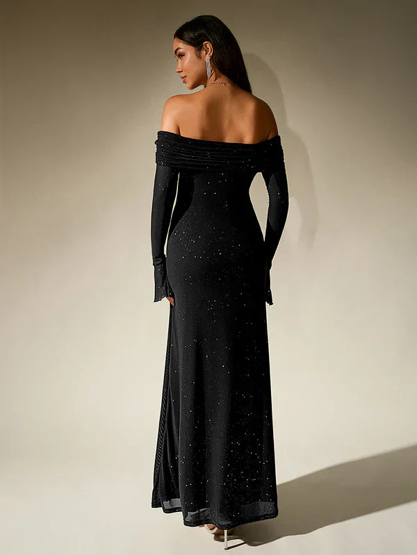 Verona Off-Shoulder Sparkle Gown