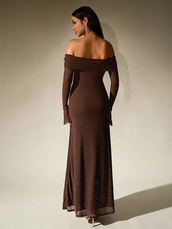 Verona Off-Shoulder Sparkle Gown