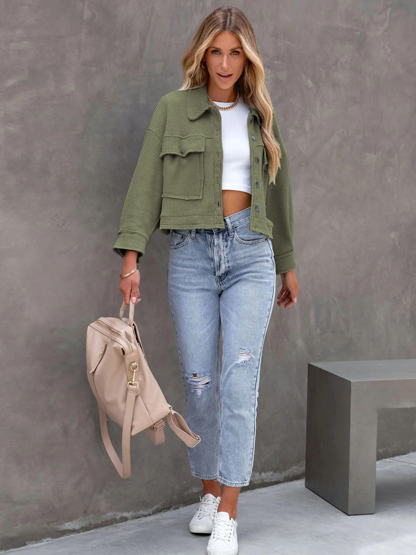 Evergreen Escape Waffle Jacket