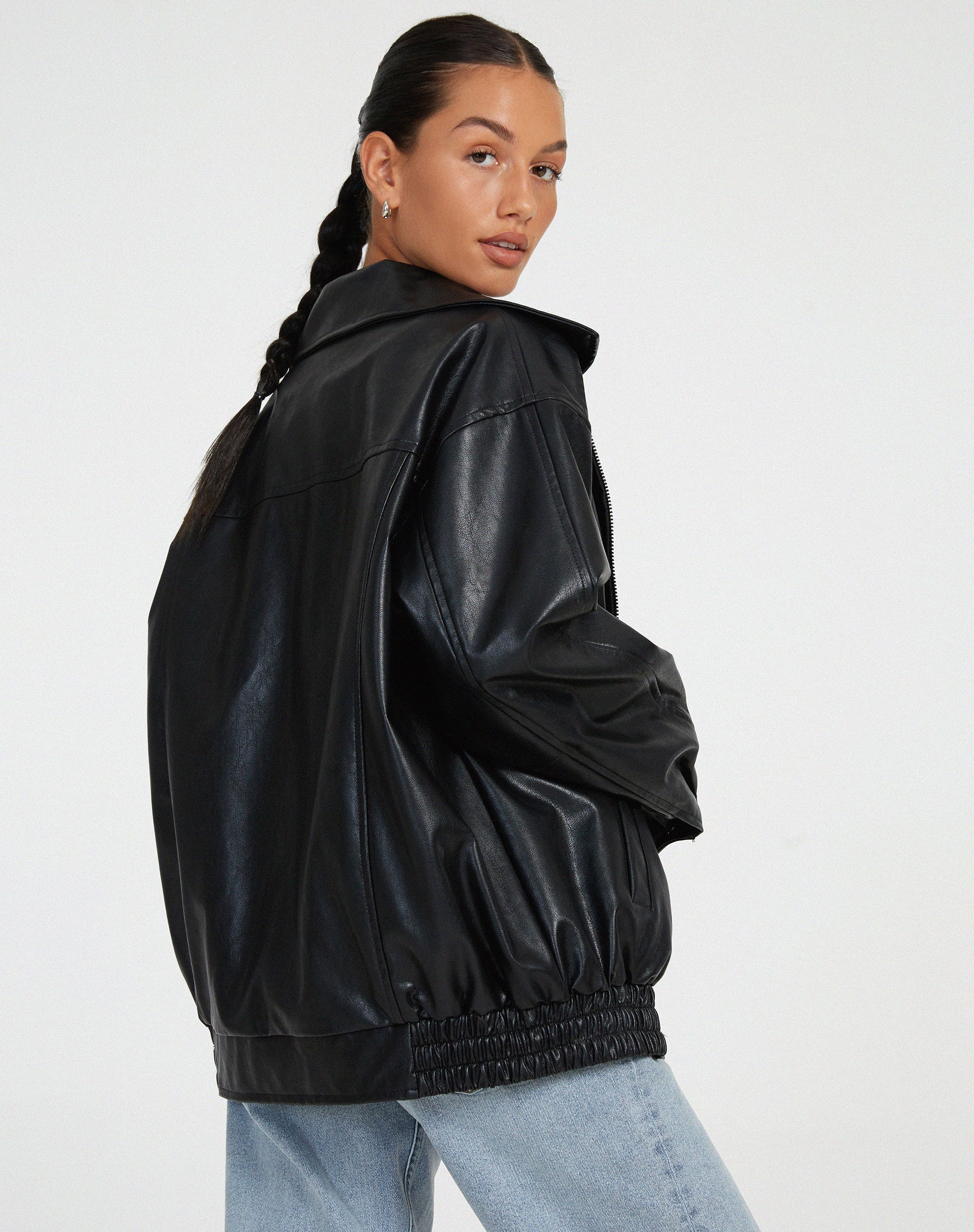 Harlin Oversized PU Zip Jacket