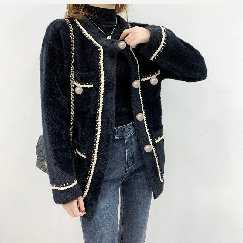 Seraphine Chain Trim Tweed Cardigan