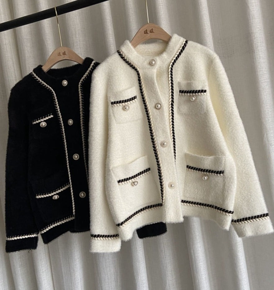 Seraphine Chain Trim Tweed Cardigan