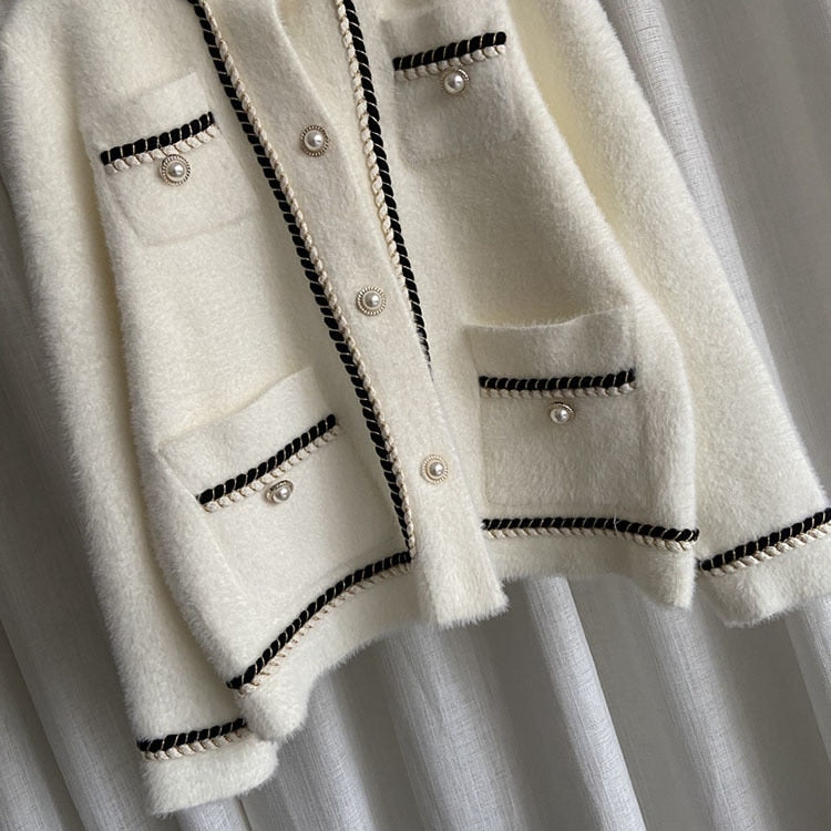Seraphine Chain Trim Tweed Cardigan