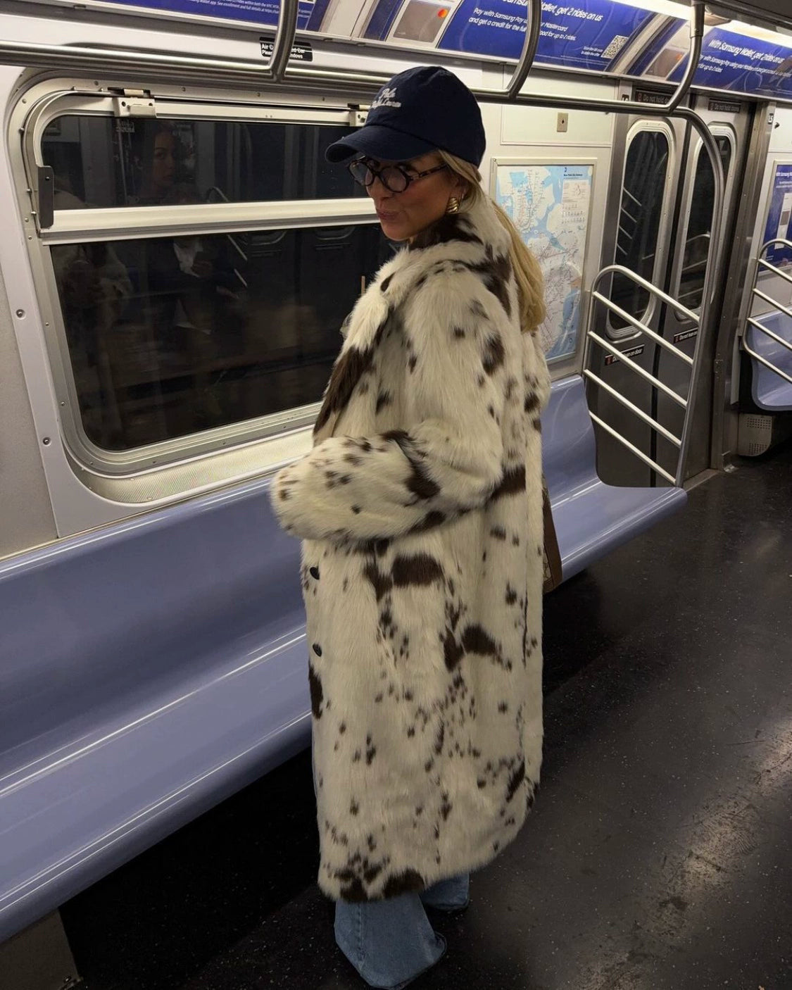 Dallas Faux Fur Cow Print Coat