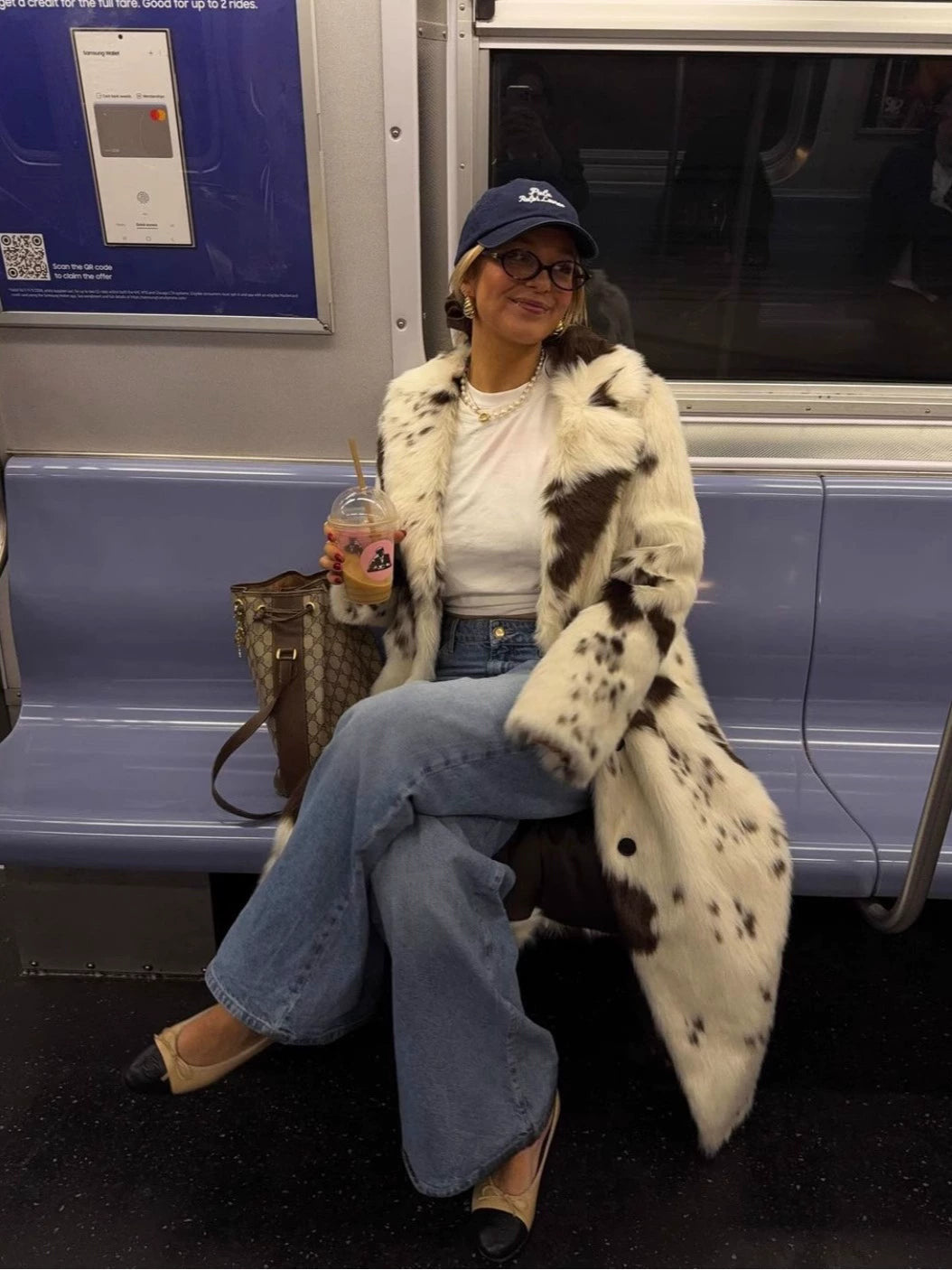 Dallas Faux Fur Cow Print Coat