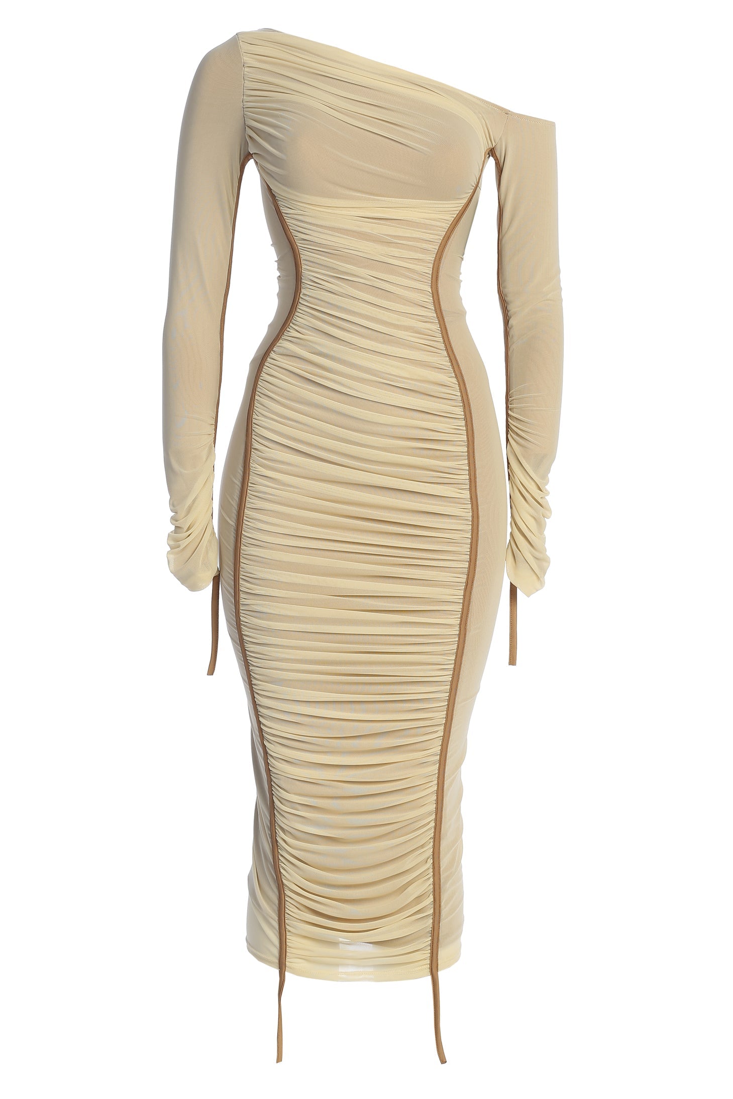 Selene One-Shoulder Ruched Midi Dress