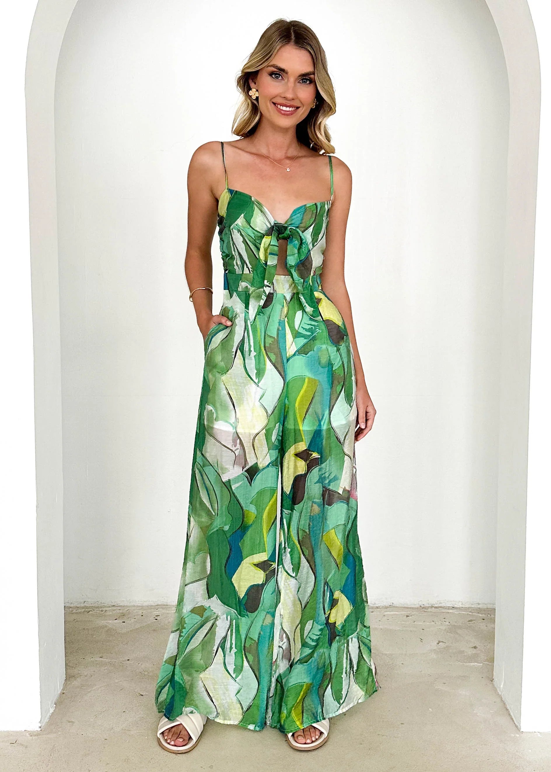 Wild Bloom Twist Front Jumpsuit