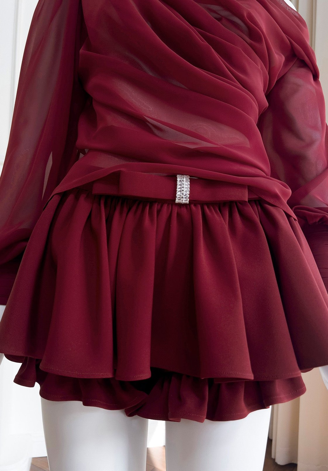 Crimson Hour Draped Mini Dress