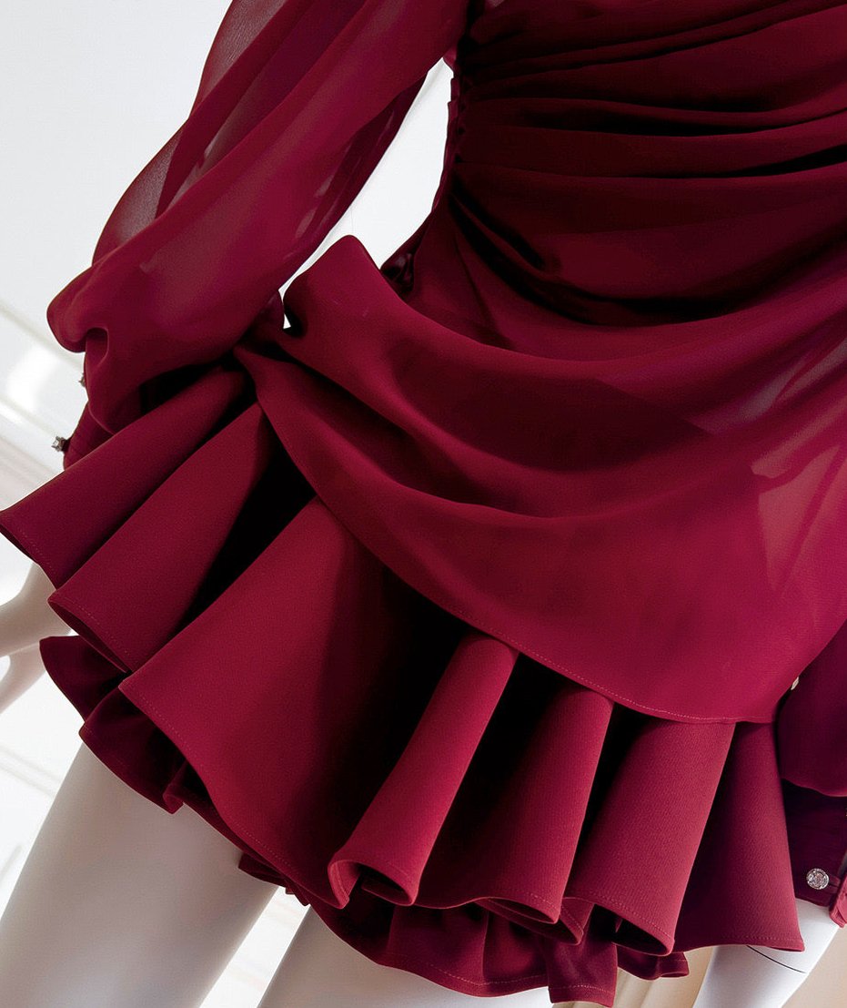 Crimson Hour Draped Mini Dress