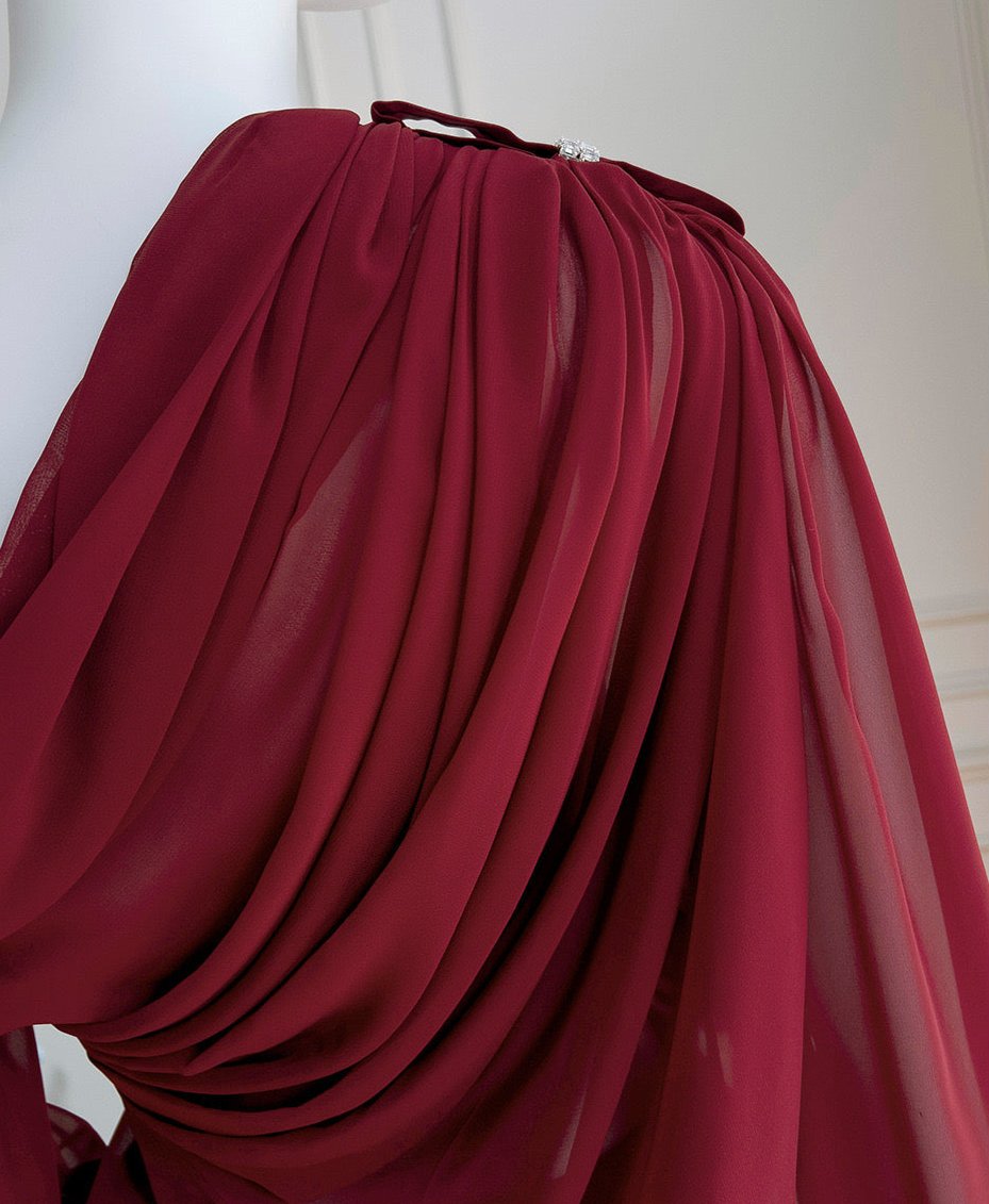 Crimson Hour Draped Mini Dress