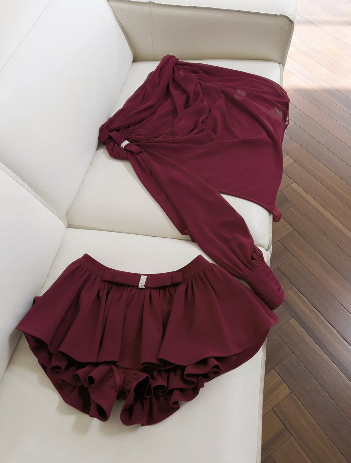 Crimson Hour Draped Mini Dress