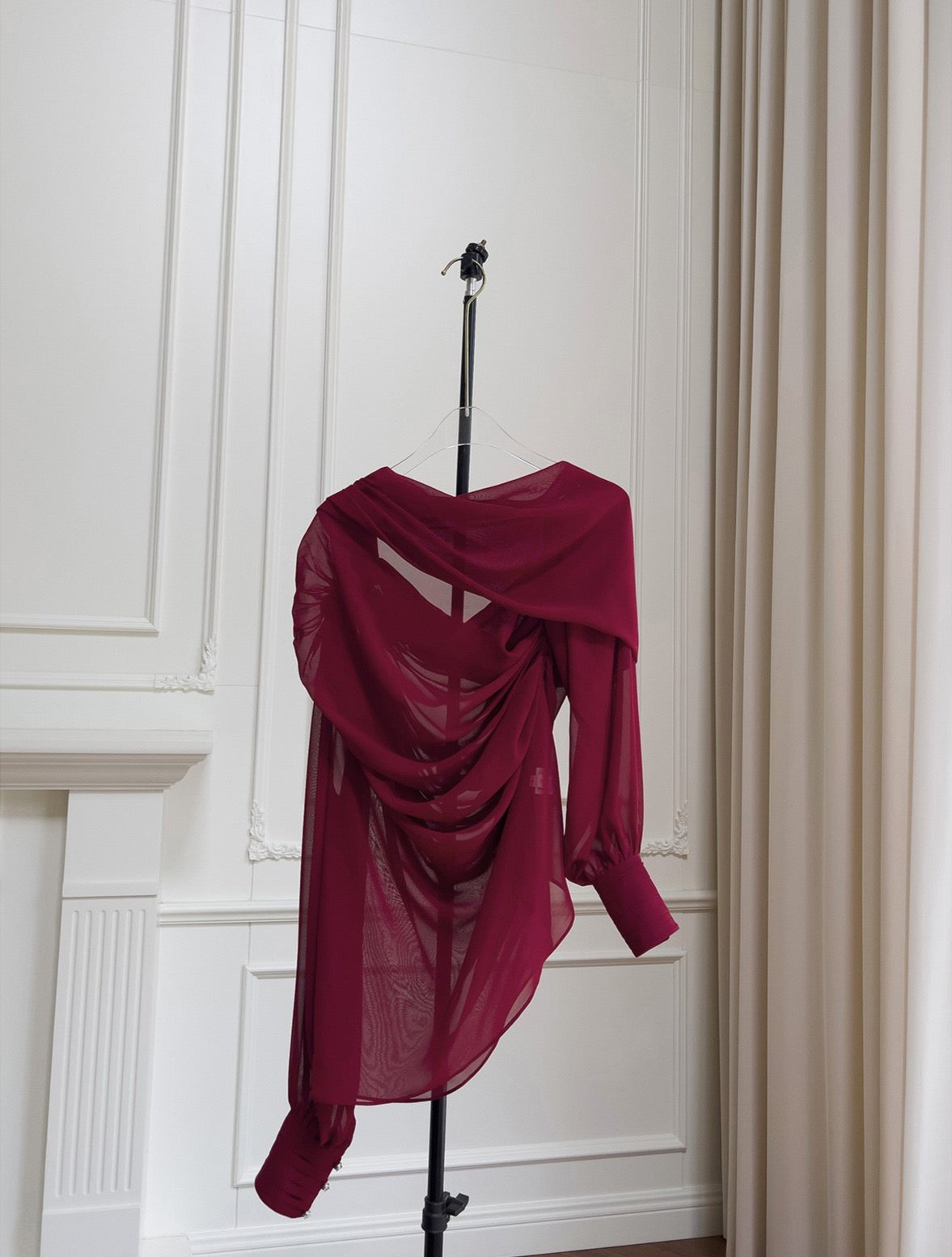 Crimson Hour Draped Mini Dress