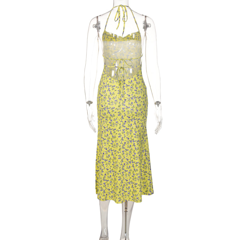Sunlily Halter Floral Maxi Dress