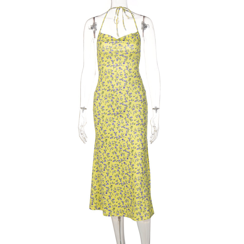 Sunlily Halter Floral Maxi Dress