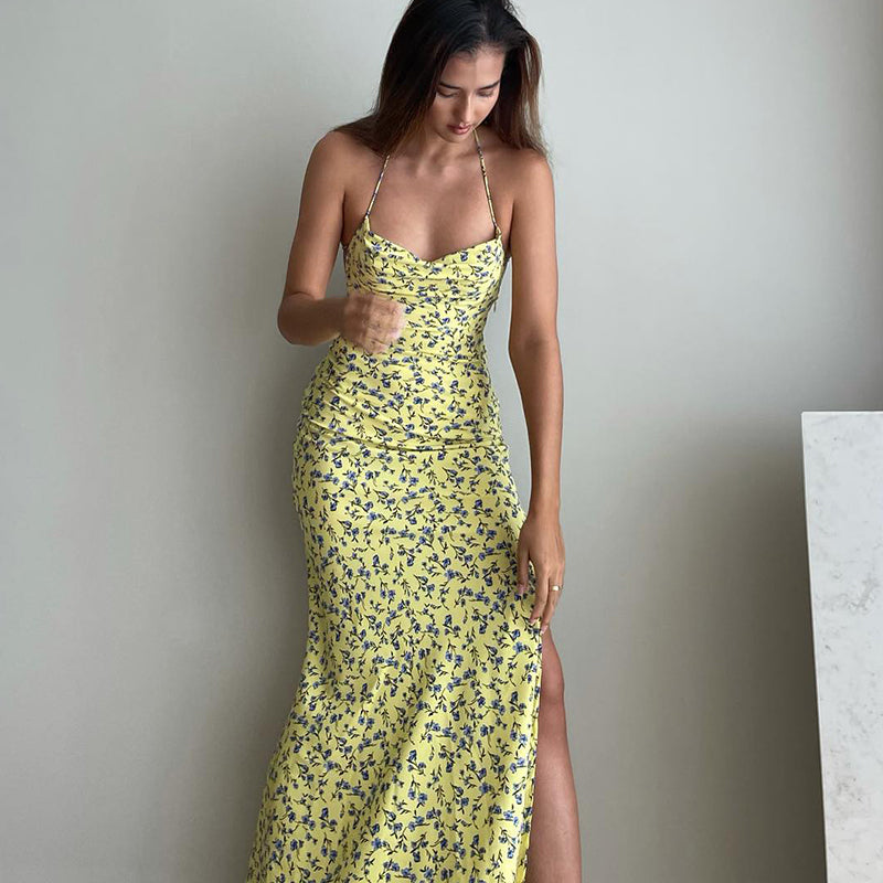 Sunlily Halter Floral Maxi Dress