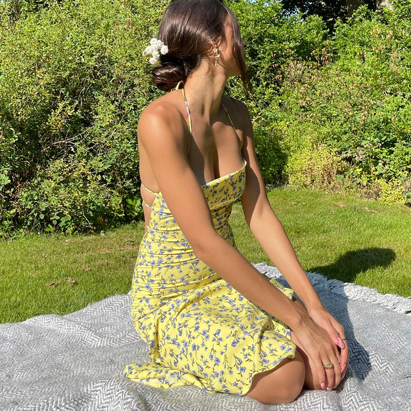 Sunlily Halter Floral Maxi Dress