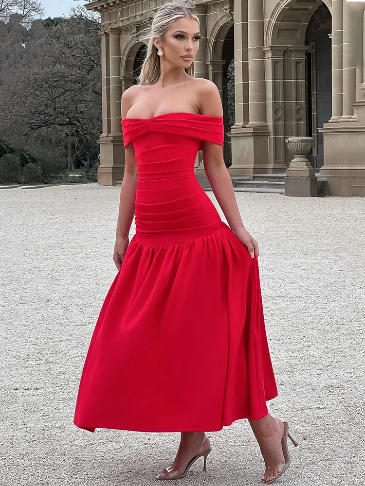 Vera Solstice Off Shoulder Maxi Dress