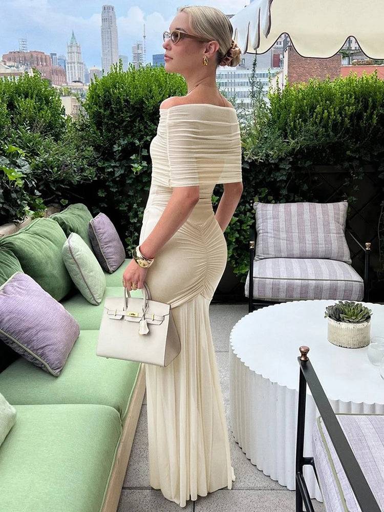 Isadora Off-Shoulder Mesh Maxi Dress