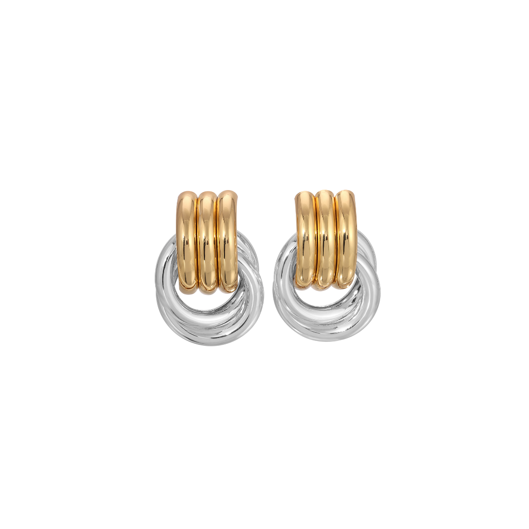 Dual-Tone Petite Knot Earrings