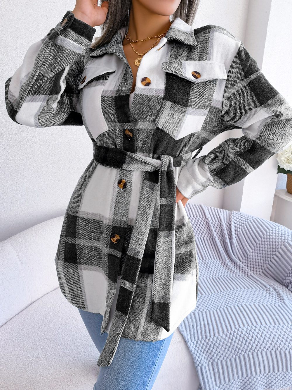 Savanna Belted Check Shacket