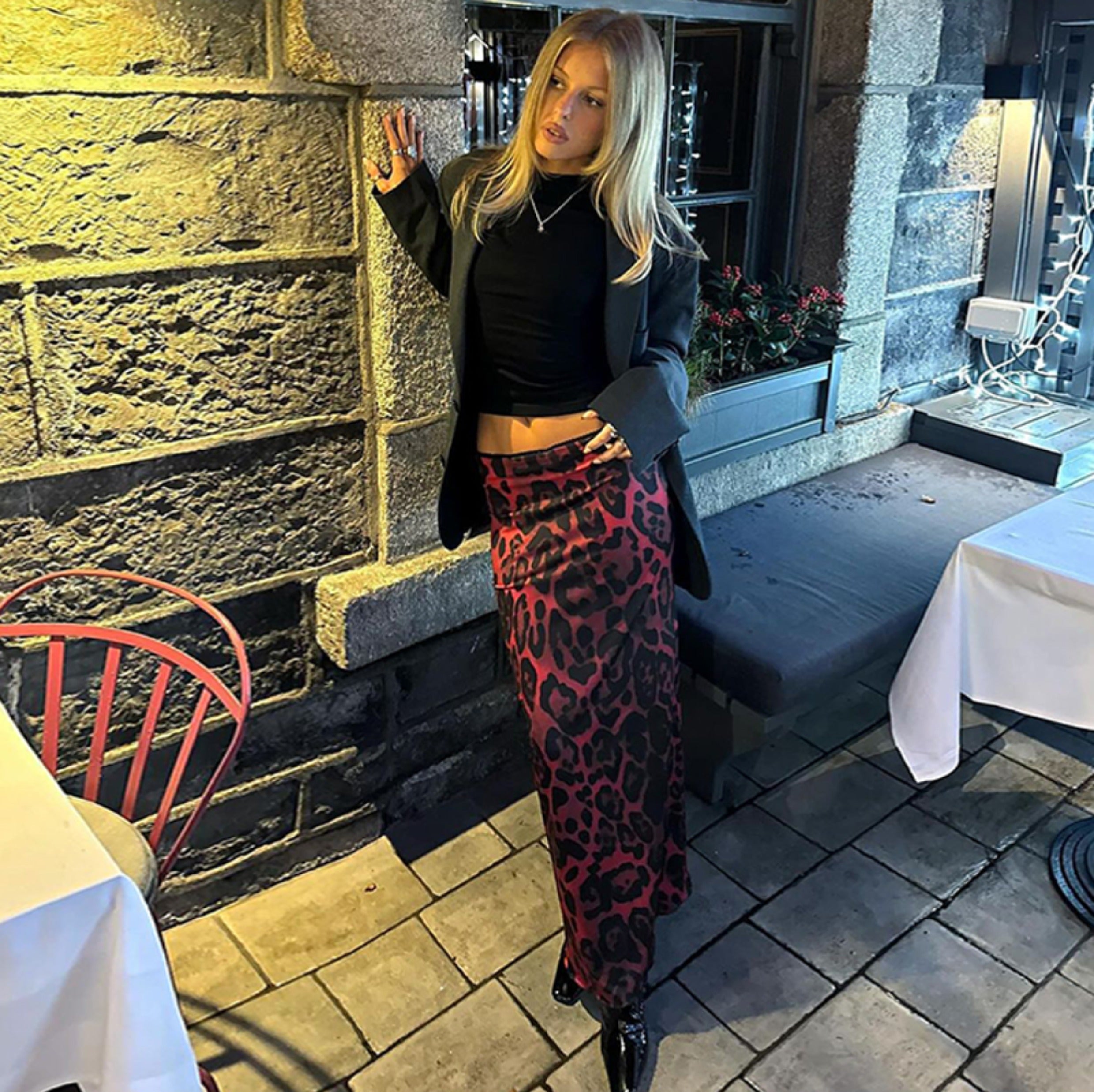 Sasha Wildfire Satin Maxi Skirt