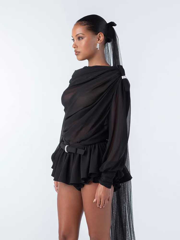 Crimson Hour Draped Mini Dress