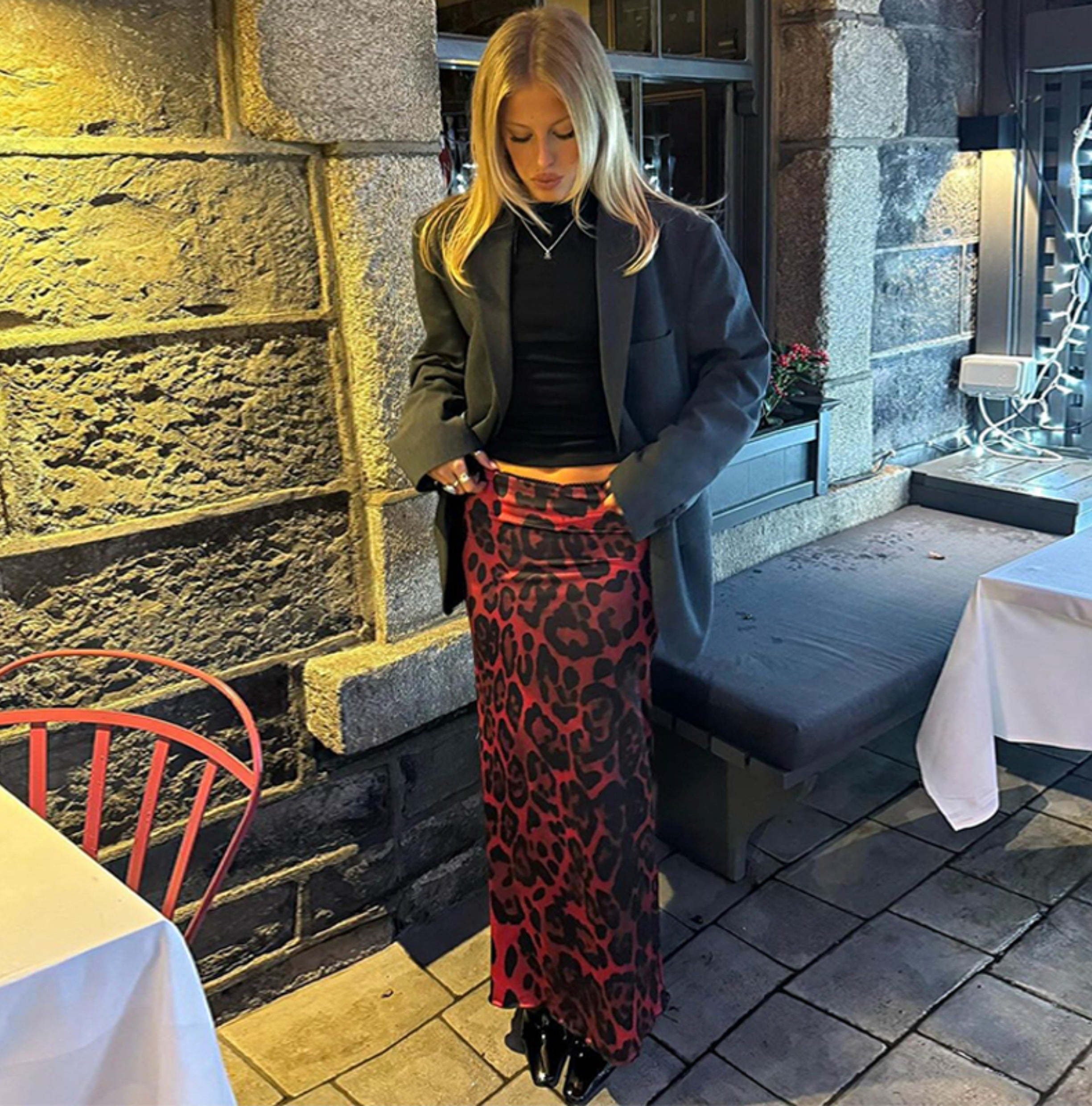 Sasha Wildfire Satin Maxi Skirt