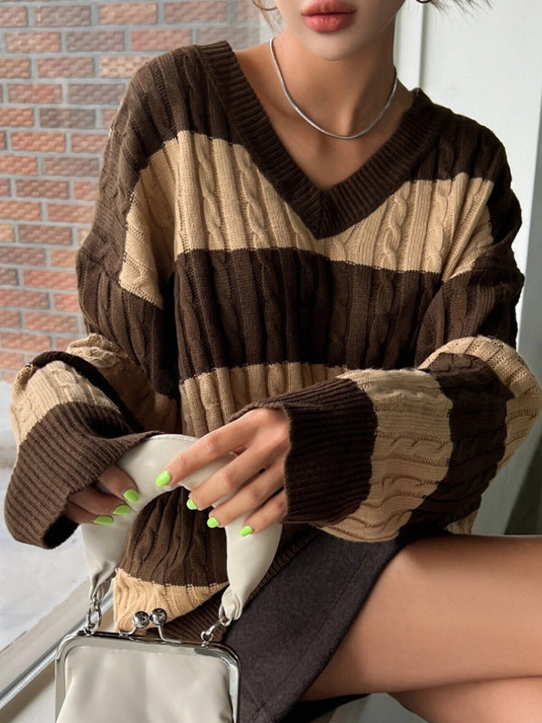 Varsity Lines Cable Knit Jumper