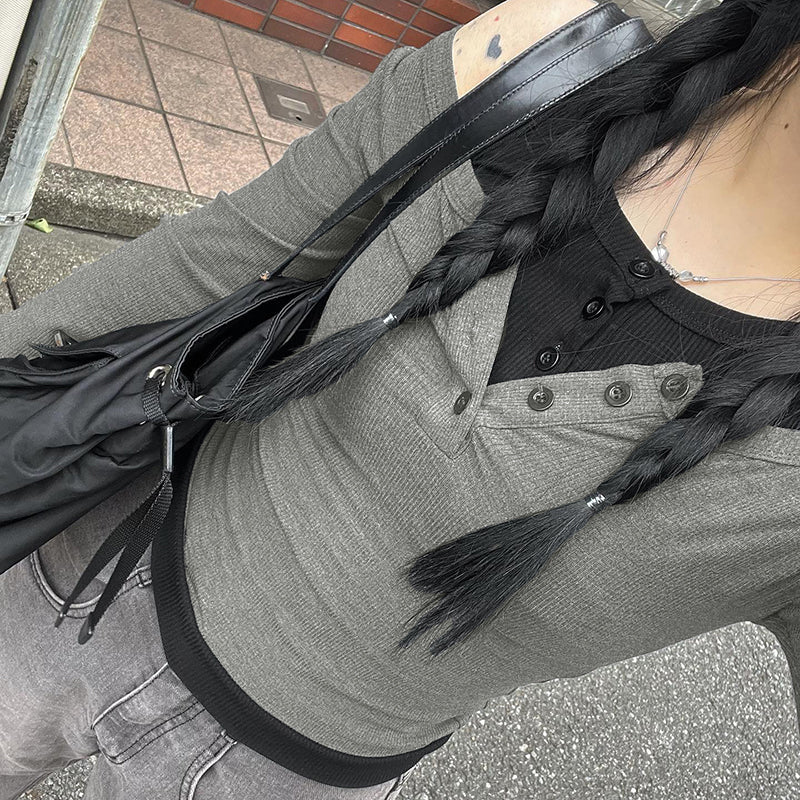 Rhea Contrast Button Knit Top
