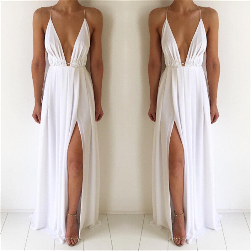 Women's Maxi Dress - Cross Back Detail - Sleeveless Design