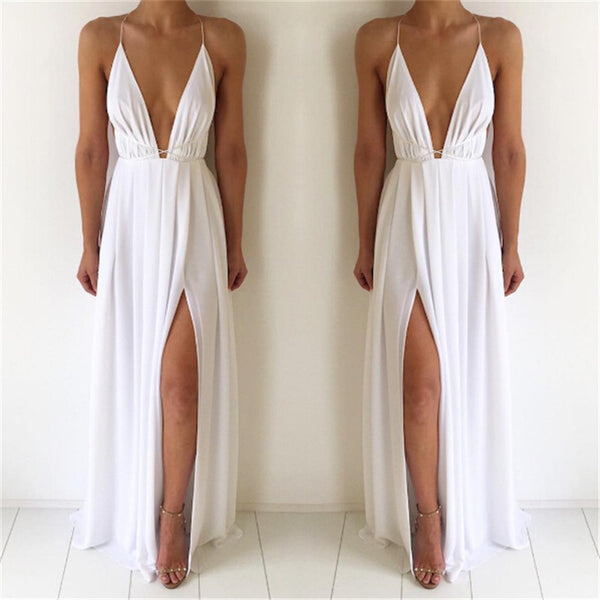 Women's Maxi Dress - Cross Back Detail - Sleeveless Design