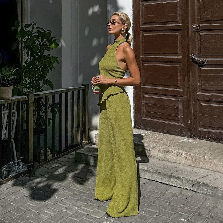 Vereli Textured Halter Two-Piece Set