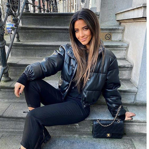 Onyx Rebel Faux Leather Puffer
