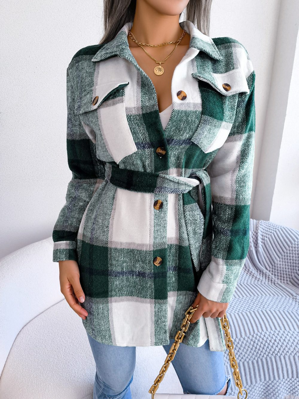 Savanna Belted Check Shacket