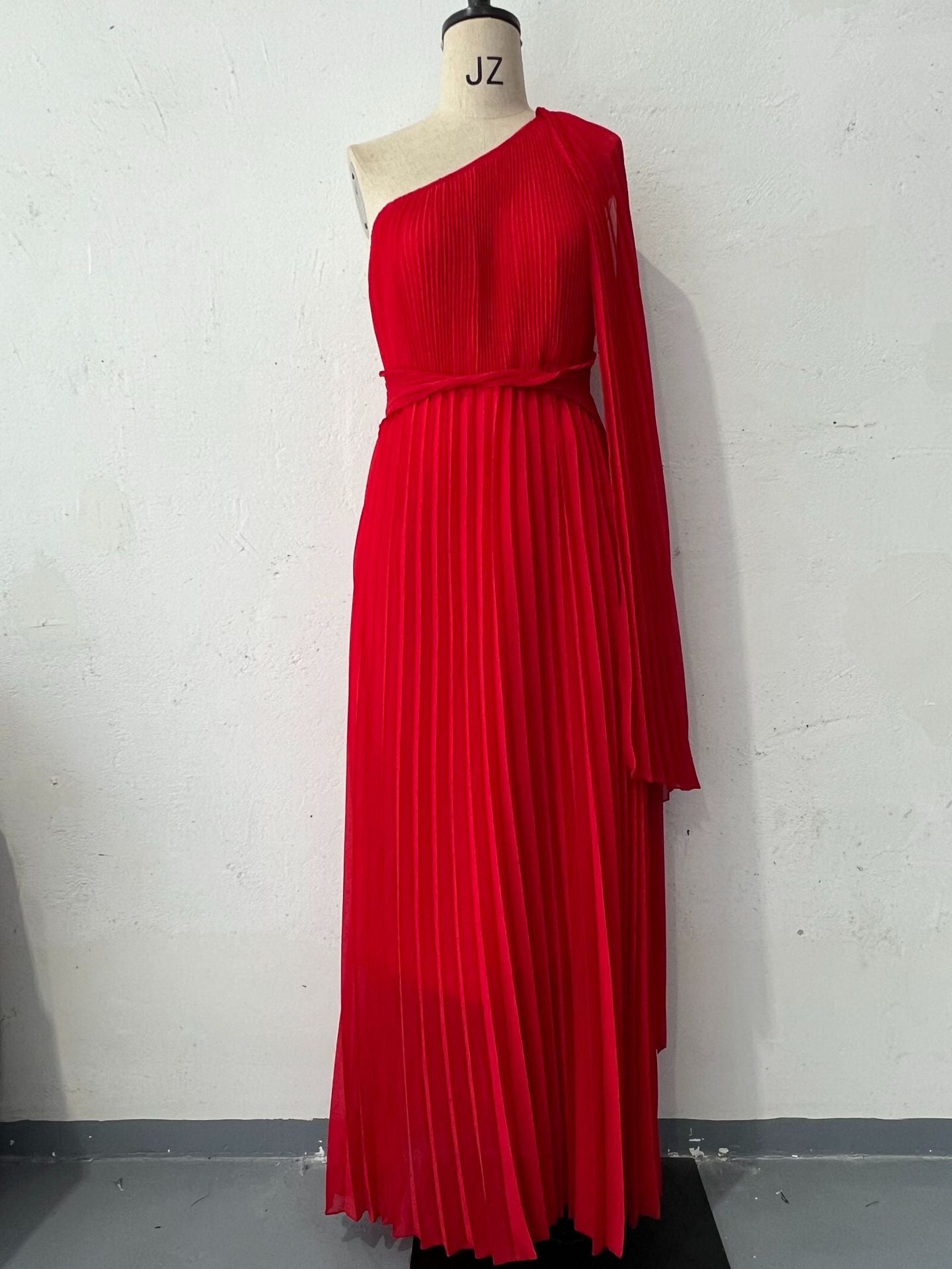 Elowen Pleated One-Shoulder Gown