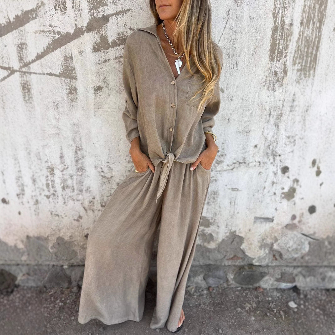 Solvra Washed Button-Tie Lounge Set