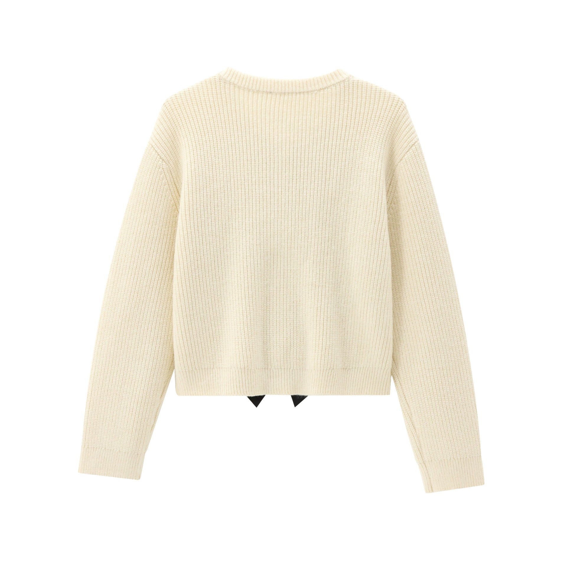 Ivory Bow Detail Ribbed Sweater
