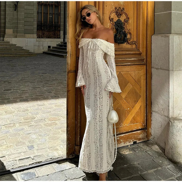 White Rosalind Lace Maxi Dress