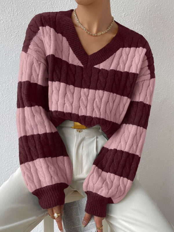 Varsity Lines Cable Knit Jumper
