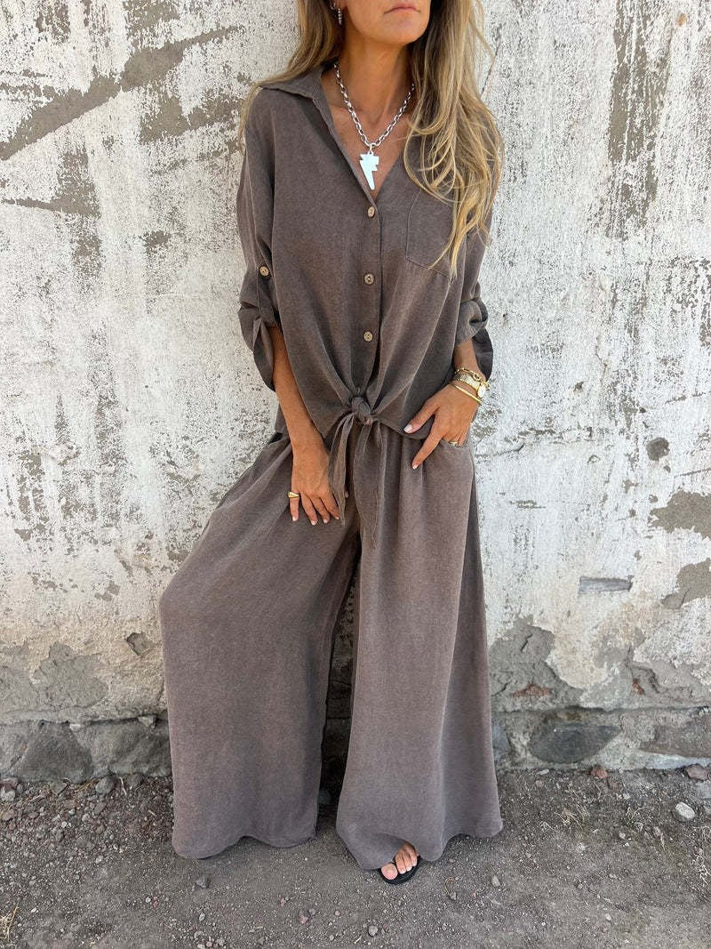 Solvra Washed Button-Tie Lounge Set