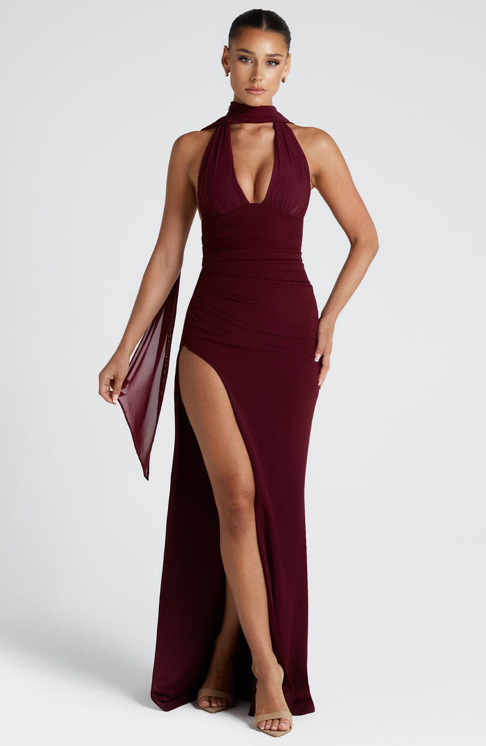 Vesper Halter Drape Maxi Dress